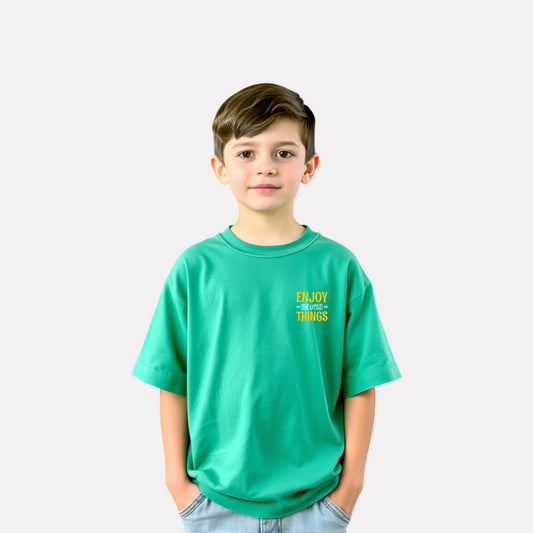 Boys' Oversized T-Shirt – Green with Stylish Print