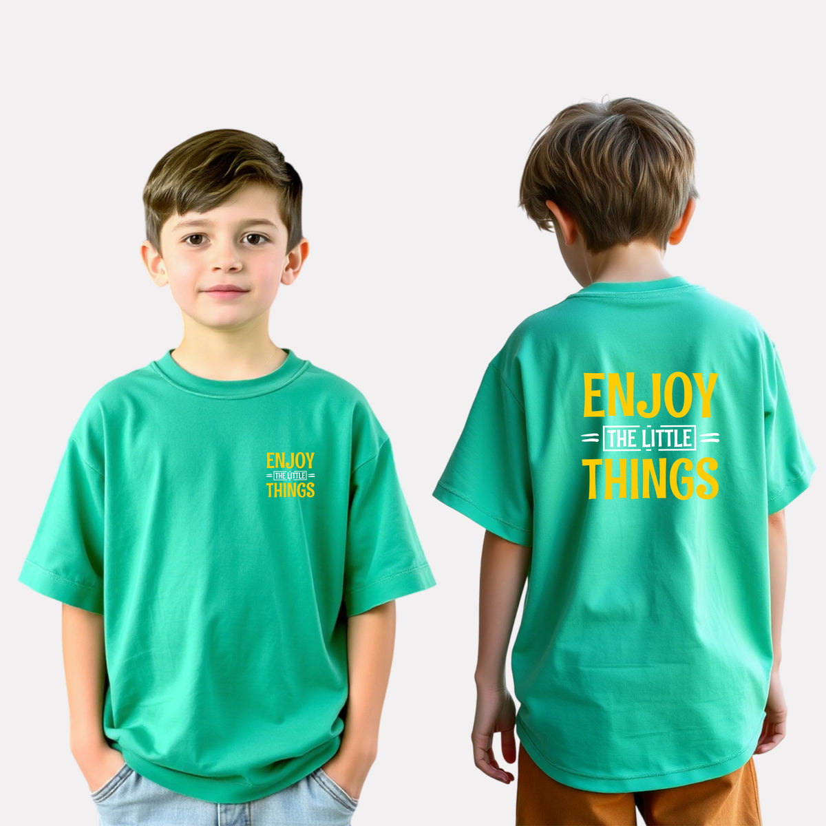 Boys' Oversized T-Shirt – Green with Stylish Print