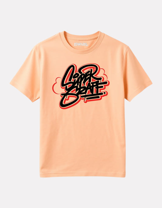 Junior Boy Printed Cotton T-Shirt(Peach Color)