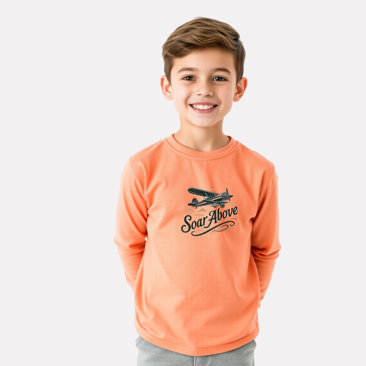 Full Sleeve Printed T-Shirt for Boys – Peach