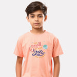 Junior Boy Printed Cotton T-Shirt(Peach Color)