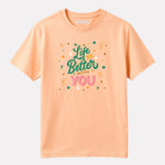Junior Boy Printed Cotton T-Shirt(Peach Color)