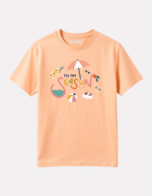 Junior Boy Printed Cotton T-Shirt(Peach Color)