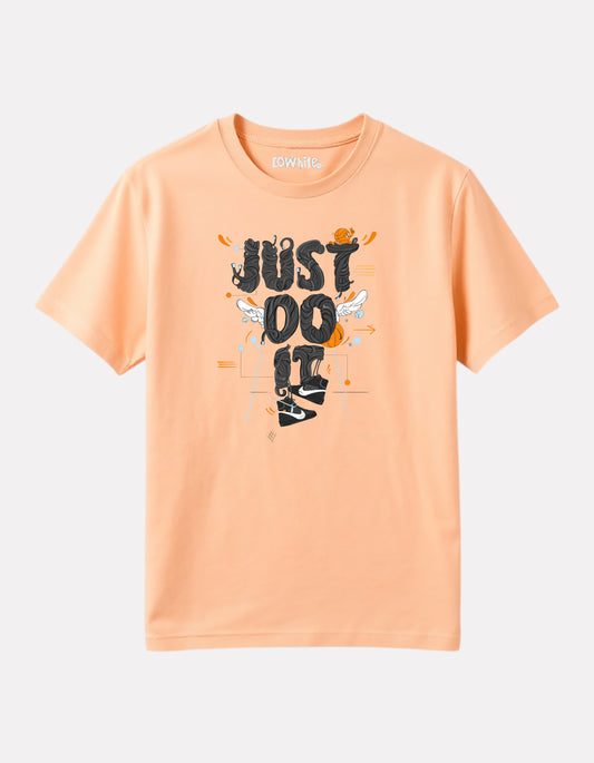 Junior Boy Printed Cotton T-Shirt(Peach Color)