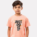 Junior Boy Printed Cotton T-Shirt(Peach Color)