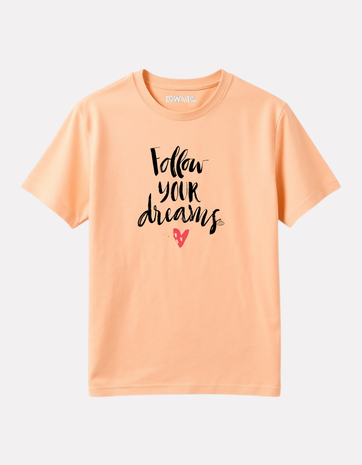 Girl Printed Regular Fit Peach Cotton T-Shirt