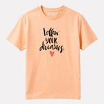 Girl Printed Regular Fit Peach Cotton T-Shirt