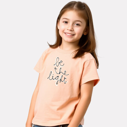 Girl Printed Regular Fit Peach Cotton T-Shirt