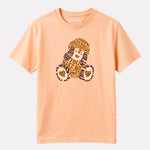 Girl Printed Regular Fit Peach  Cotton T-Shirt