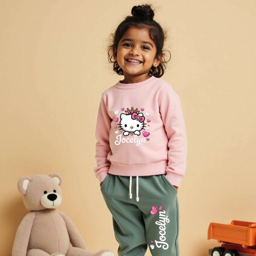 Sweatshirt and Pant Cord Set (Pink & Mint Green)