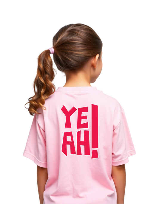 Girls Printed Oversized Cotton T-Shirt Pink Color