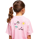 Girls Printed Oversized Cotton T-Shirt Pink Color