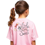 Girls Printed Oversized Cotton T-Shirt Pink Color