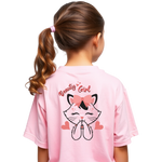 Girls Printed Oversized Cotton T-Shirt Pink Color