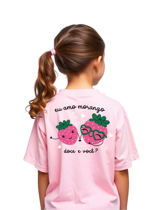 Girls Printed Oversized Cotton T-Shirt Pink Color