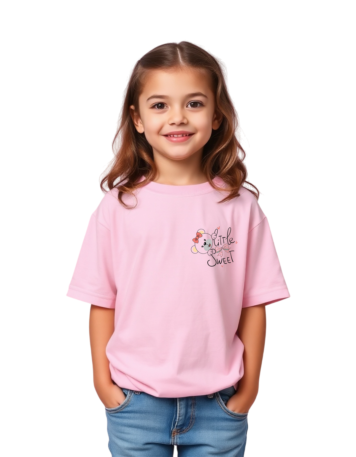 Girls Printed Oversized Cotton T-Shirt Pink Color