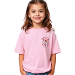 Girls Printed Oversized Cotton T-Shirt Pink Color