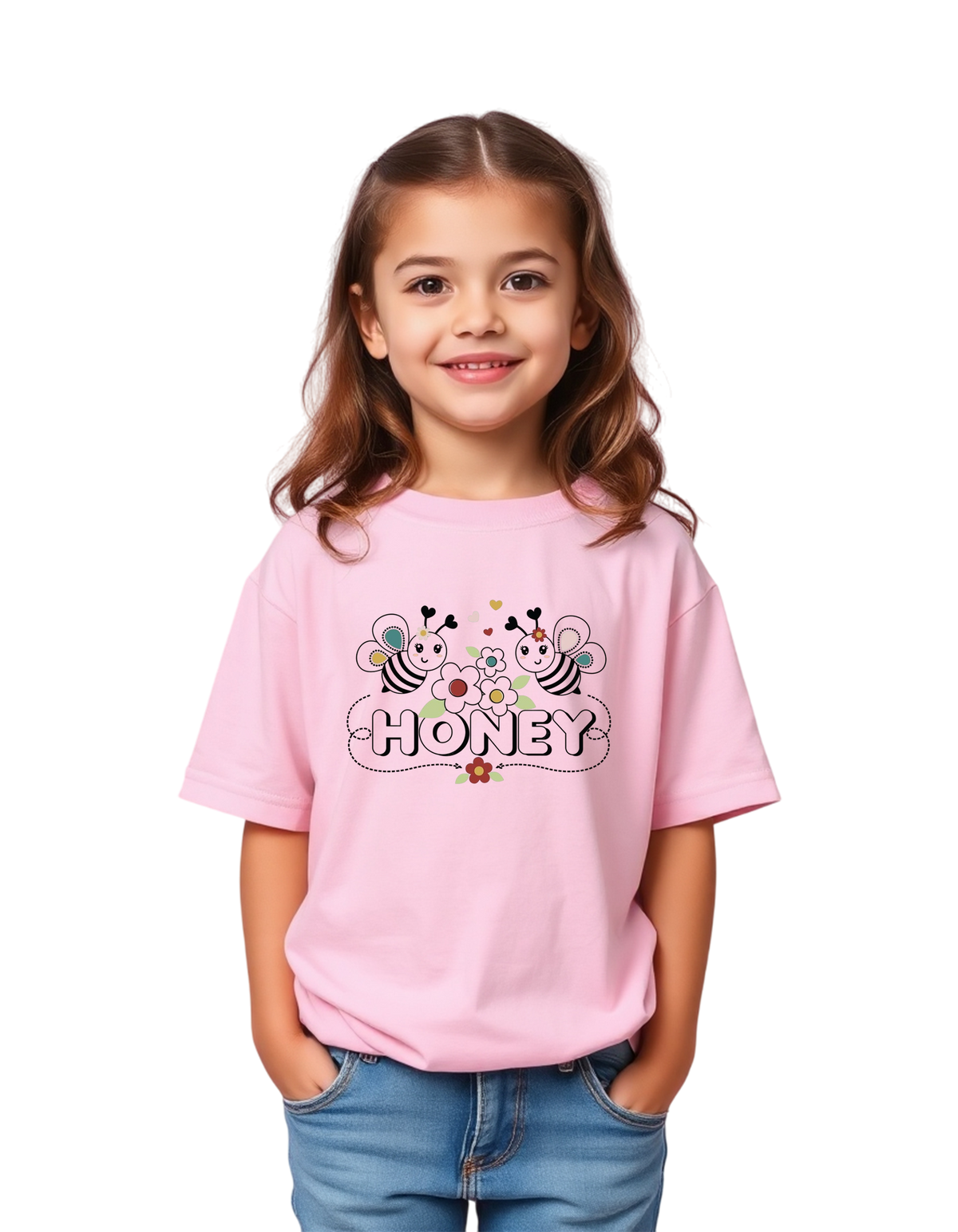 Girls Printed Oversized T-Shirt Pink Color
