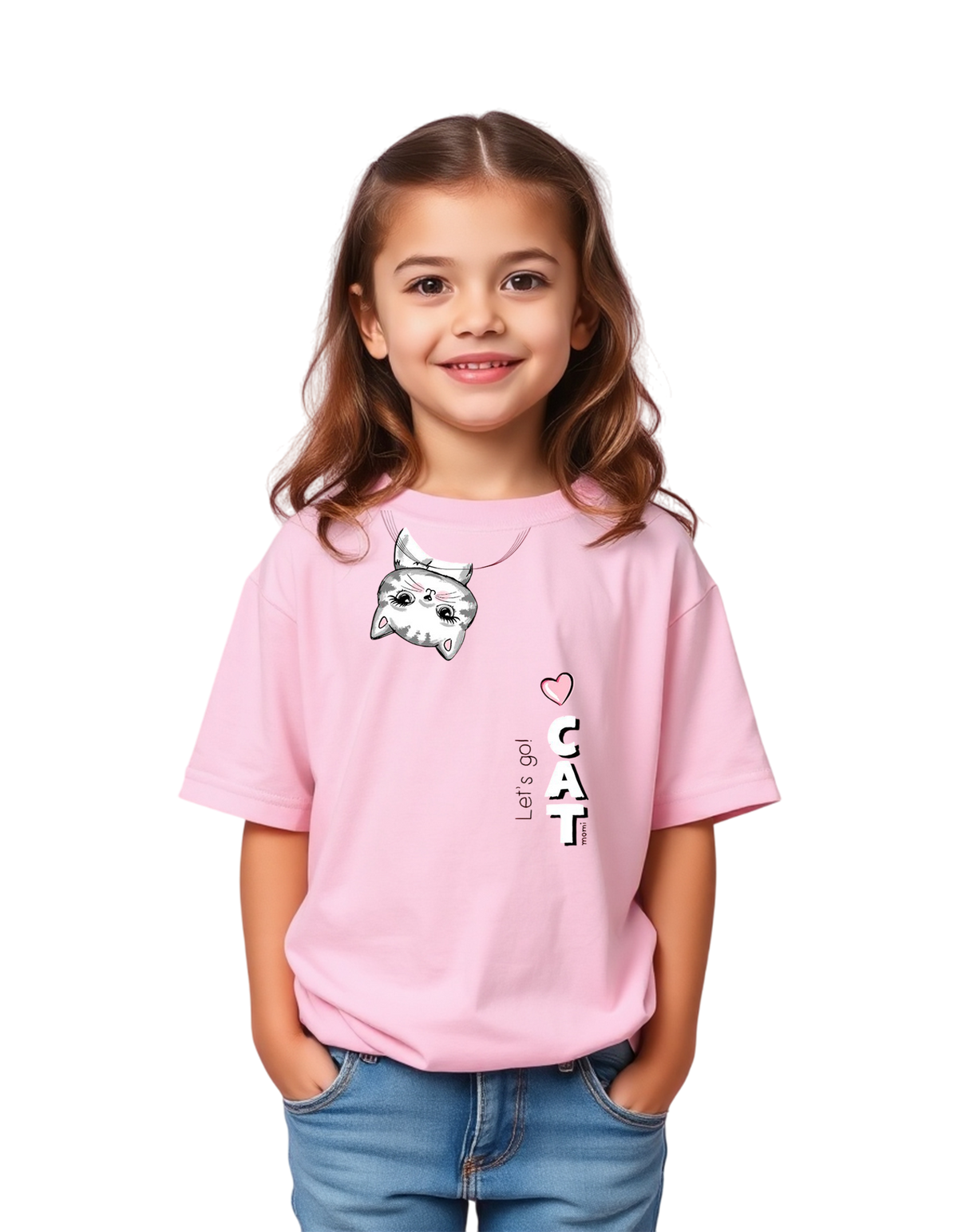 Girls Printed Oversized Cotton T-Shirt Pink Color