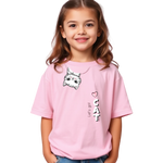 Girls Printed Oversized Cotton T-Shirt Pink Color