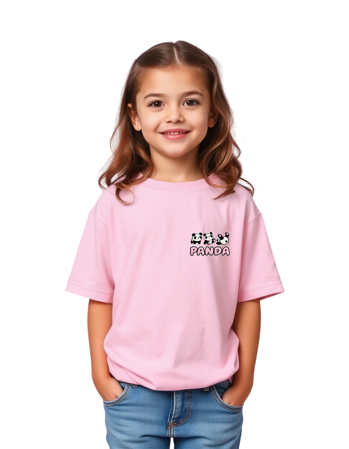 Girls Printed Oversized Cotton T-Shirt Pink Color