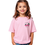 Girls Printed Oversized Cotton T-Shirt Pink Color