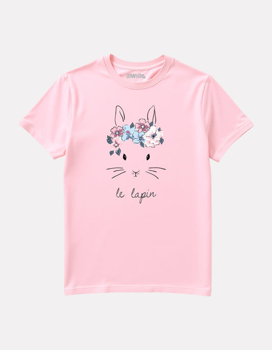 Printed Baby Pink Cotton T-Shirt for Junior Girls
