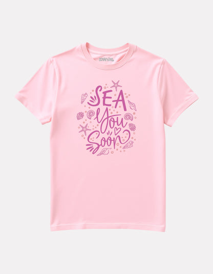 Junior Girl Printed Regular Fit Baby Pink Cotton T-Shirt