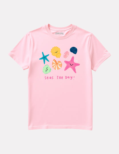 Junior Girl Printed Baby Pink Cotton T-Shirt