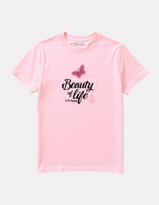 Junior Girl Printed Regular Fit Baby Pink T-Shirt