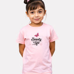 Junior Girl Printed Regular Fit Baby Pink T-Shirt