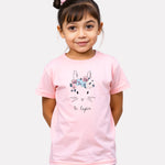 Printed Baby Pink Cotton T-Shirt for Junior Girls