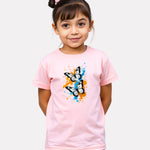 Printed Regular Fit Baby Pink Cotton T-Shirt for Junior Girls