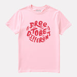Printed Regular Fit Baby Pink Cotton T-Shirt for Junior Girls