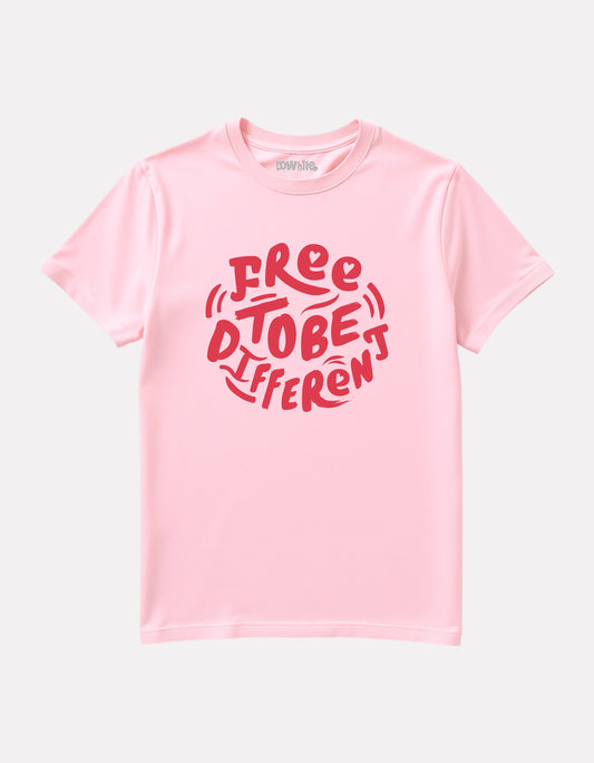 Printed Regular Fit Baby Pink Cotton T-Shirt for Junior Girls
