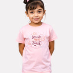 Printed Baby Pink Cotton T-Shirt for Junior Girls