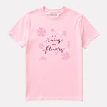 Printed Baby Pink Cotton T-Shirt for Junior Girls