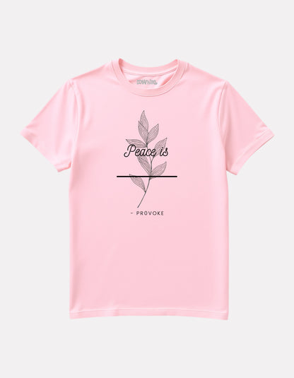 Printed Regular Fit Baby Pink Cotton T-Shirt for Junior Girls