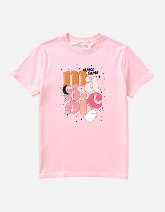 Junior Girl Printed Baby Pink Cotton T-Shirt