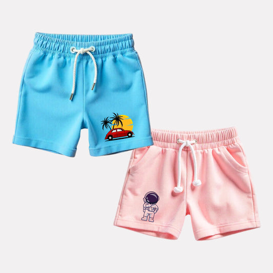 Pack of 2 Girl Regular Fit Cotton Shorts