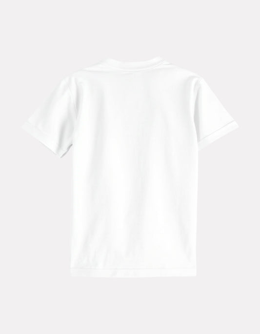 Junior White Printed Casual Cotton T-Shirt for Girls