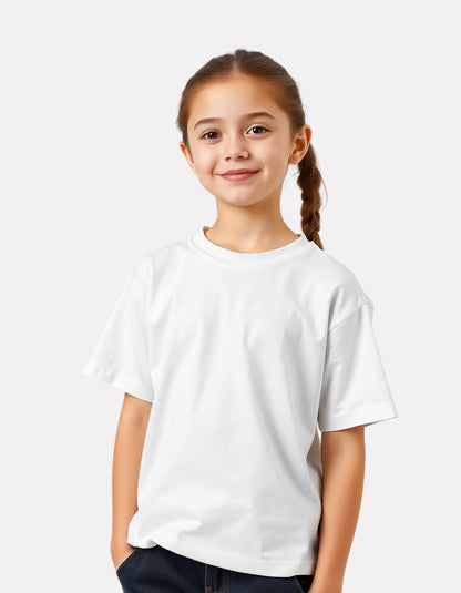Junior White Casual Cotton T-Shirt for Girls