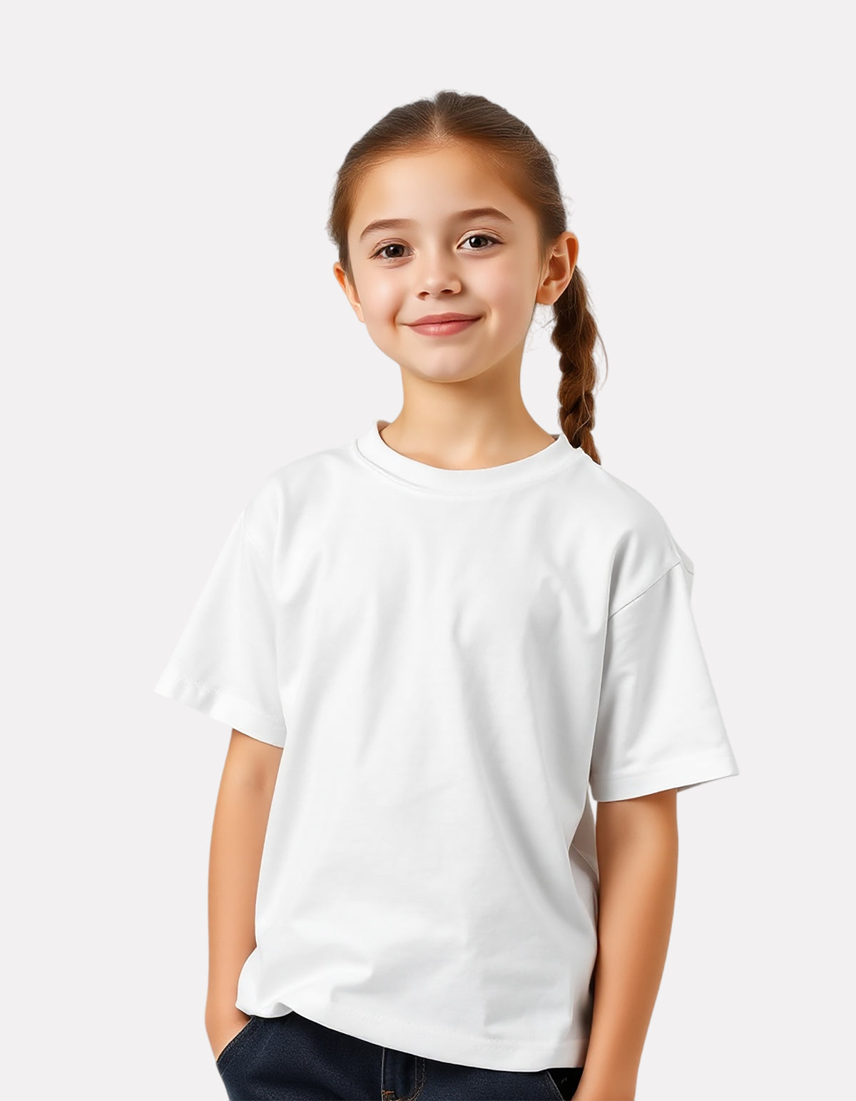 Junior White Casual Cotton T-Shirt for Girls