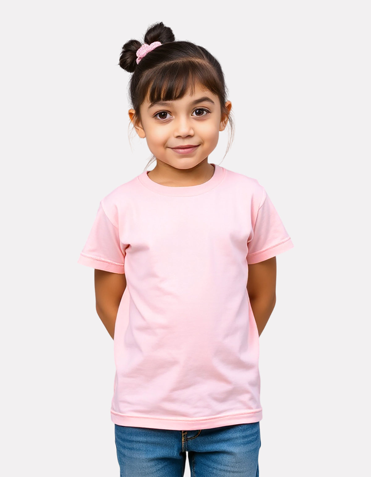 Junior Girl Plain Regular Fit Baby Pink T-Shirt
