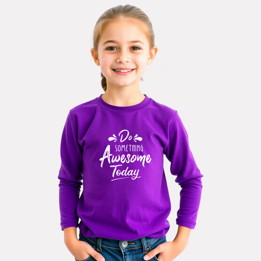 Cotton Full Sleeve Round Neck T-Shirt for Girls