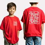 Boys Printed Oversized Cotton T-Shirt Red Color