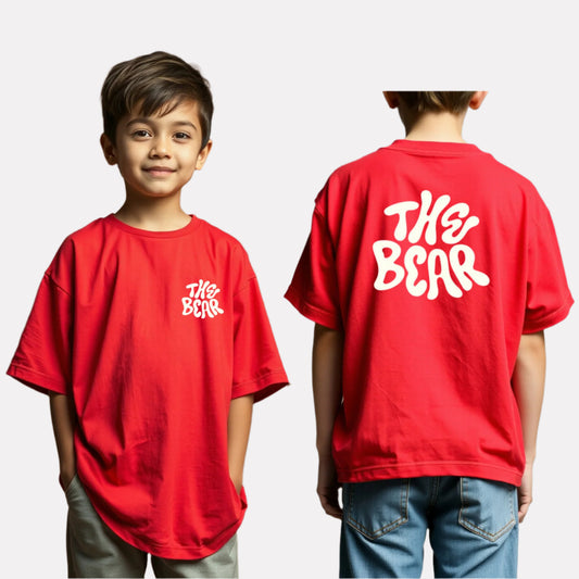 Boys Printed Oversized Cotton T-Shirt Red Color