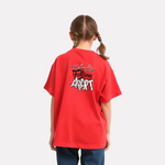Girls Printed Oversized  T-Shirt Red Color