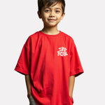 Boys Printed Oversized Cotton T-Shirt Red Color