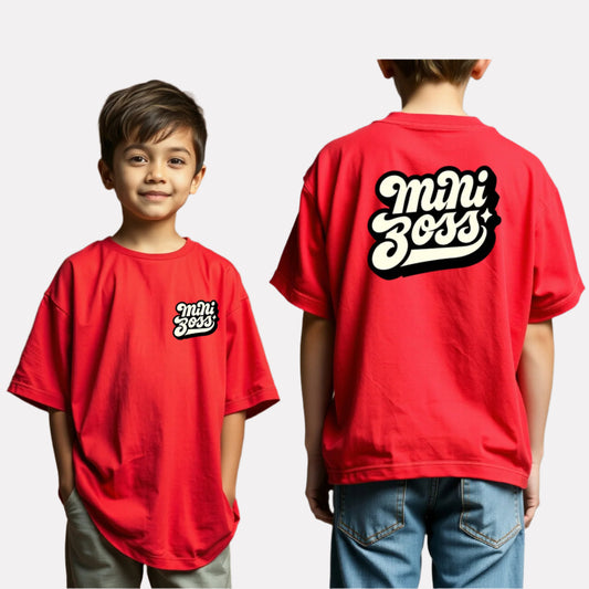 Boys Printed Oversized Cotton T-Shirt Red Color